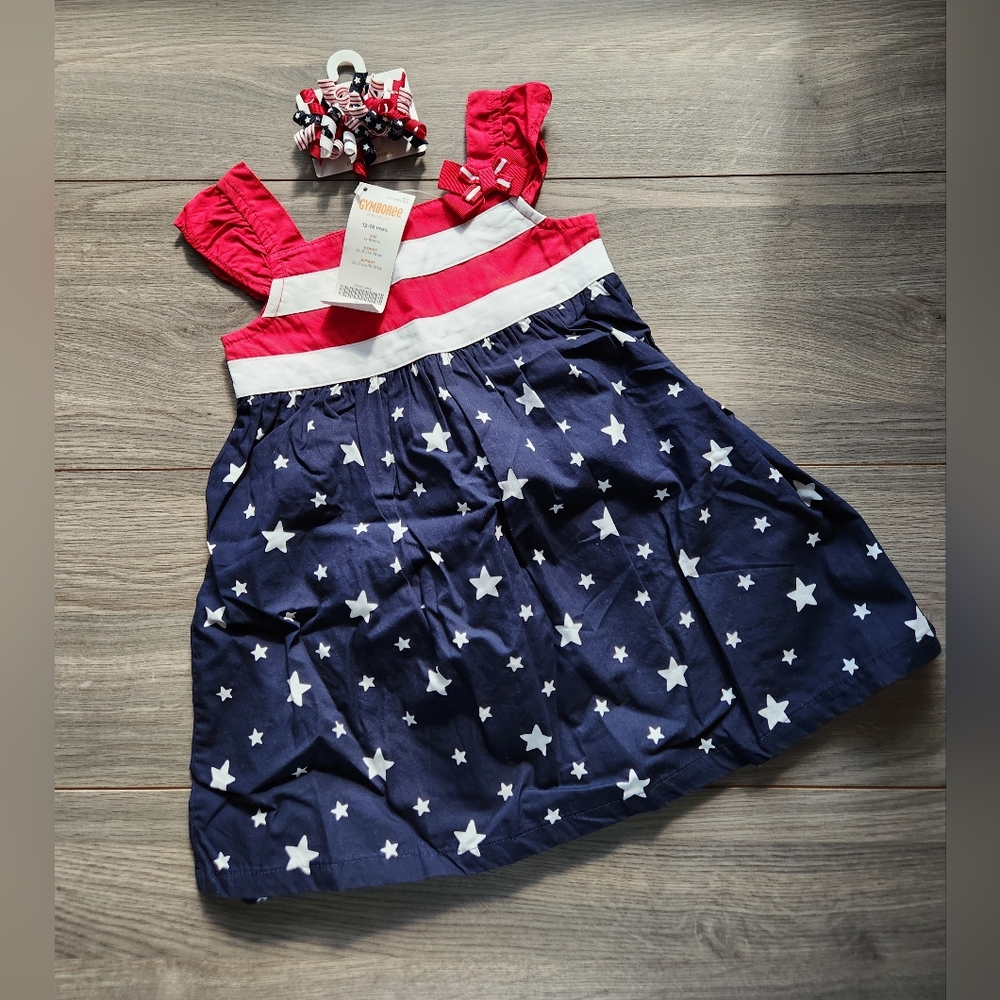 Gymboree Americana Dress and Barrettes